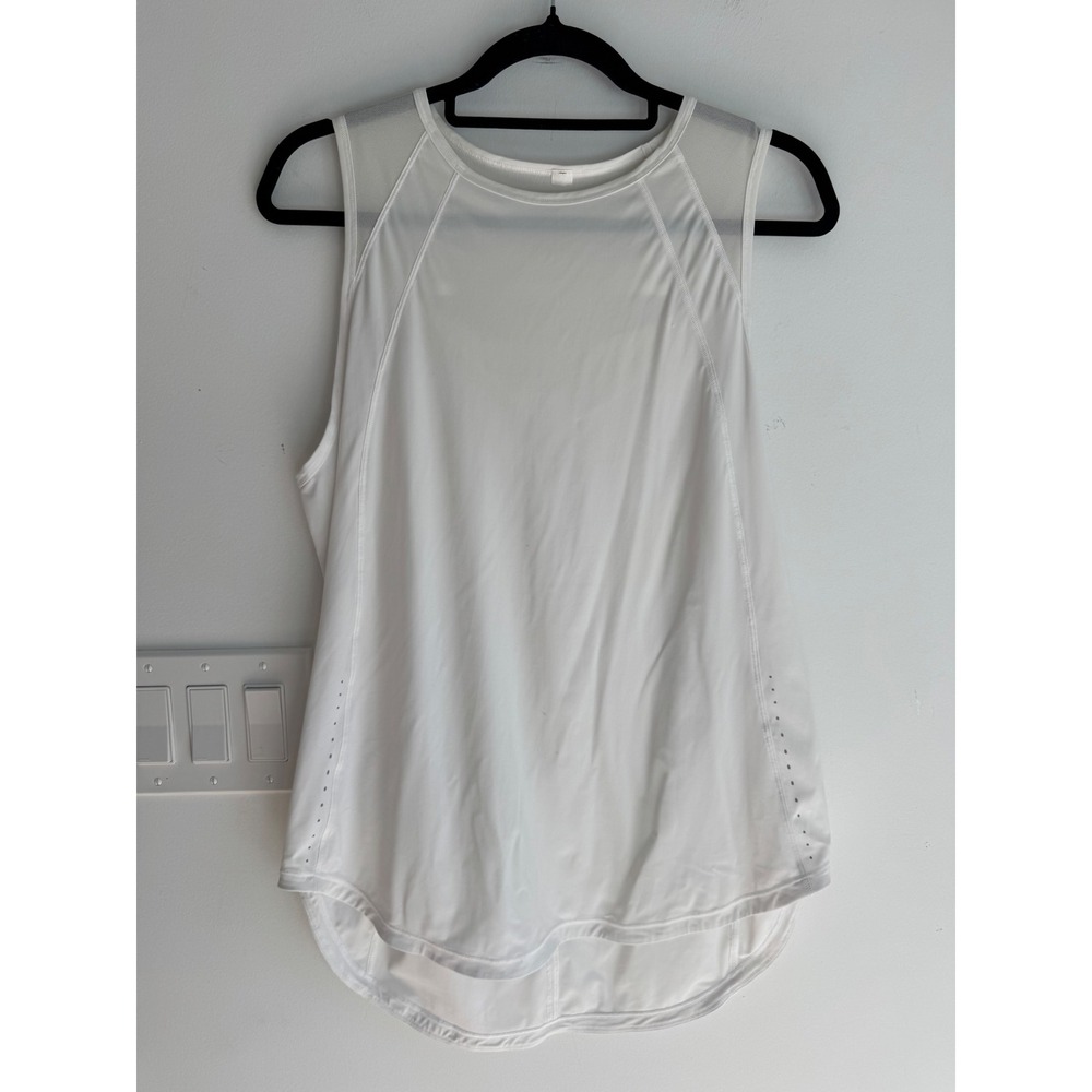 Lululemon Sculpt Tank Top White Mesh Back Cutout Athletic Training Running